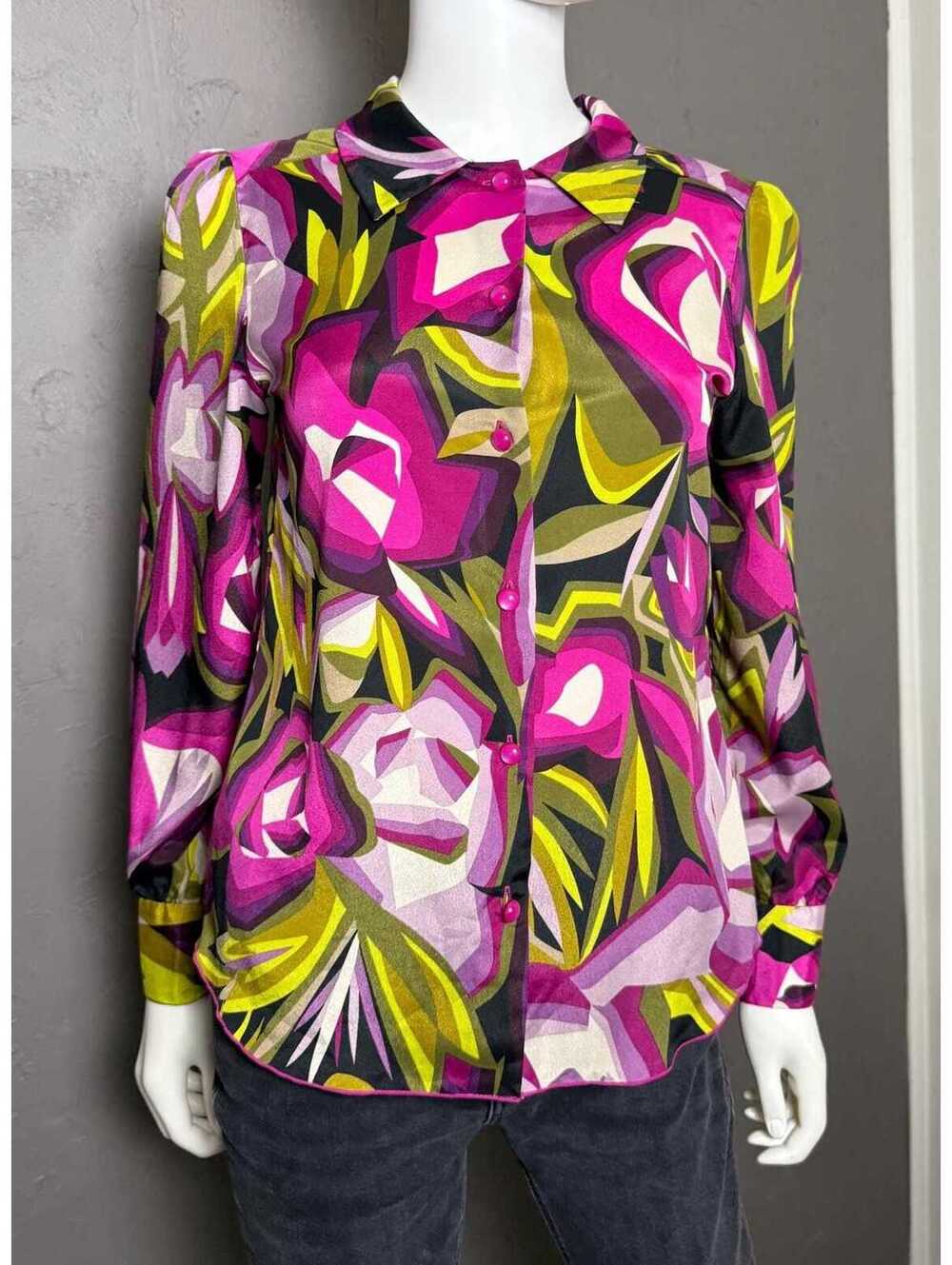 2000's MISSONI for Target Geometric Floral Silky Blouse S/M